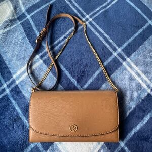 Tory Burch Robinson Pebble Chain Wallet Convertible Crossbody Claret 639